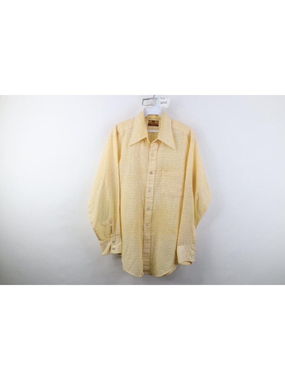 Vintage 70s Streetwear Mens XL Gauzy Sheer Knit Dagger Collar Button Shirt USA